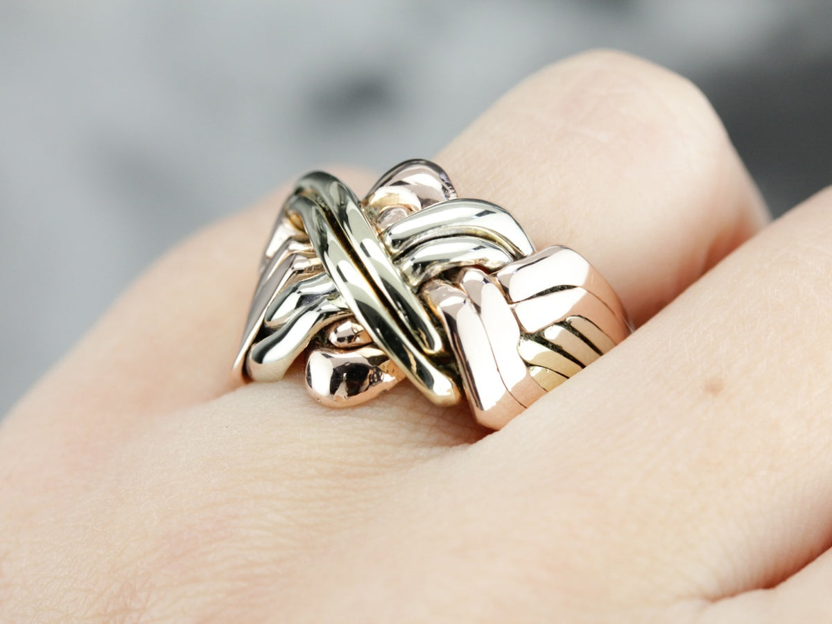 Tri-Colored Gold Puzzle Ring