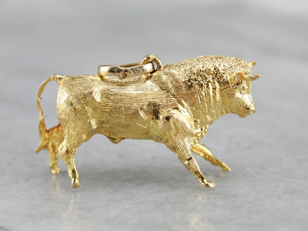 Detailed Gold Bull Charm or Pendant