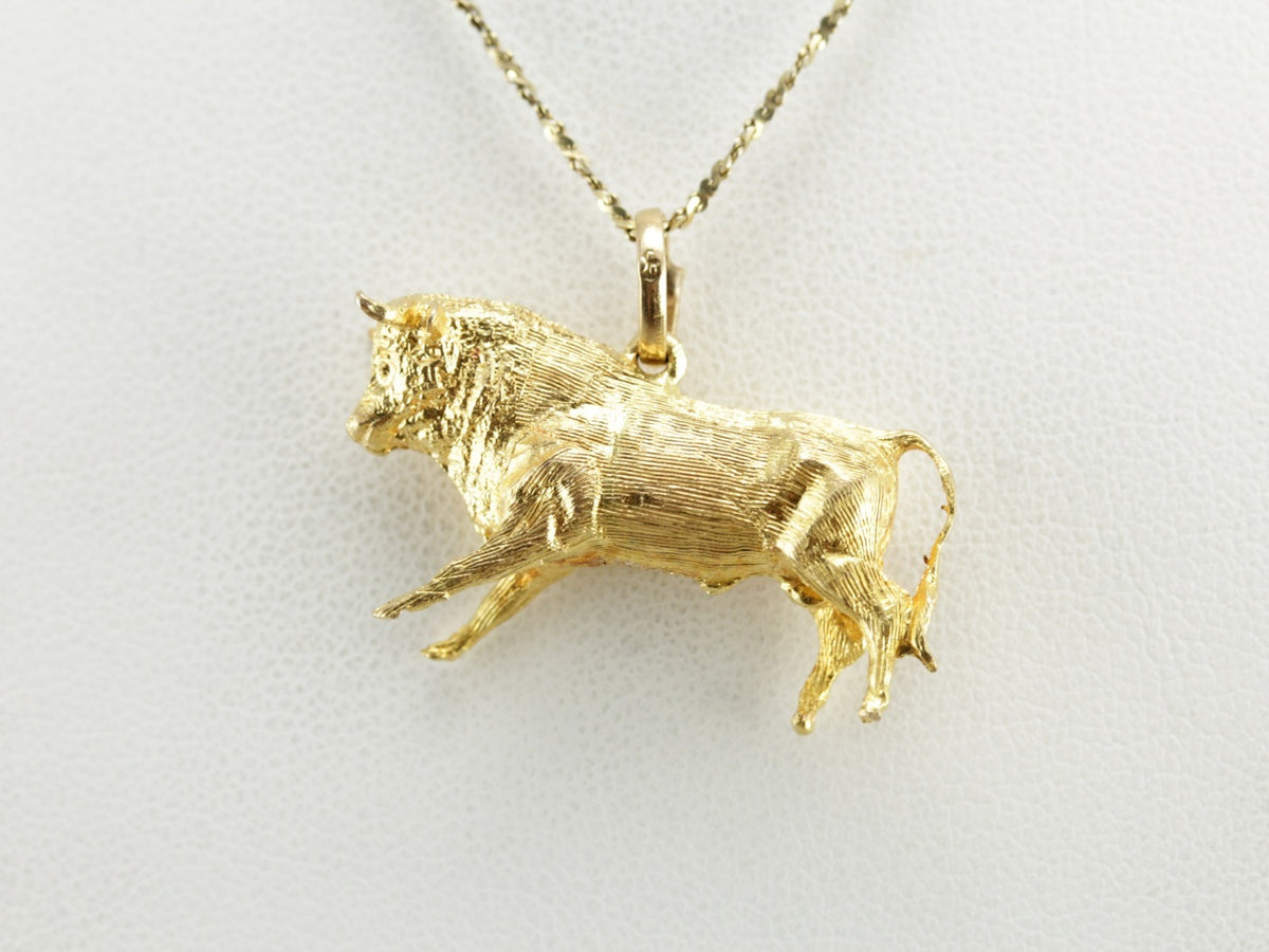 Detailed Gold Bull Charm or Pendant
