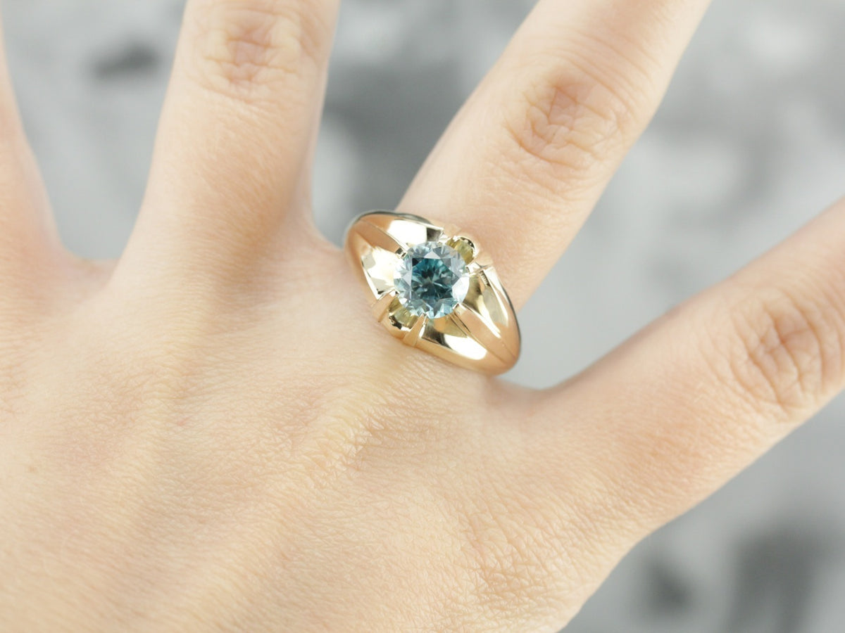 Men's Blue Zircon Solitaire Ring