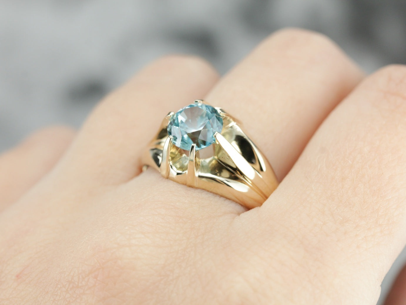 Men's Blue Zircon Solitaire Ring