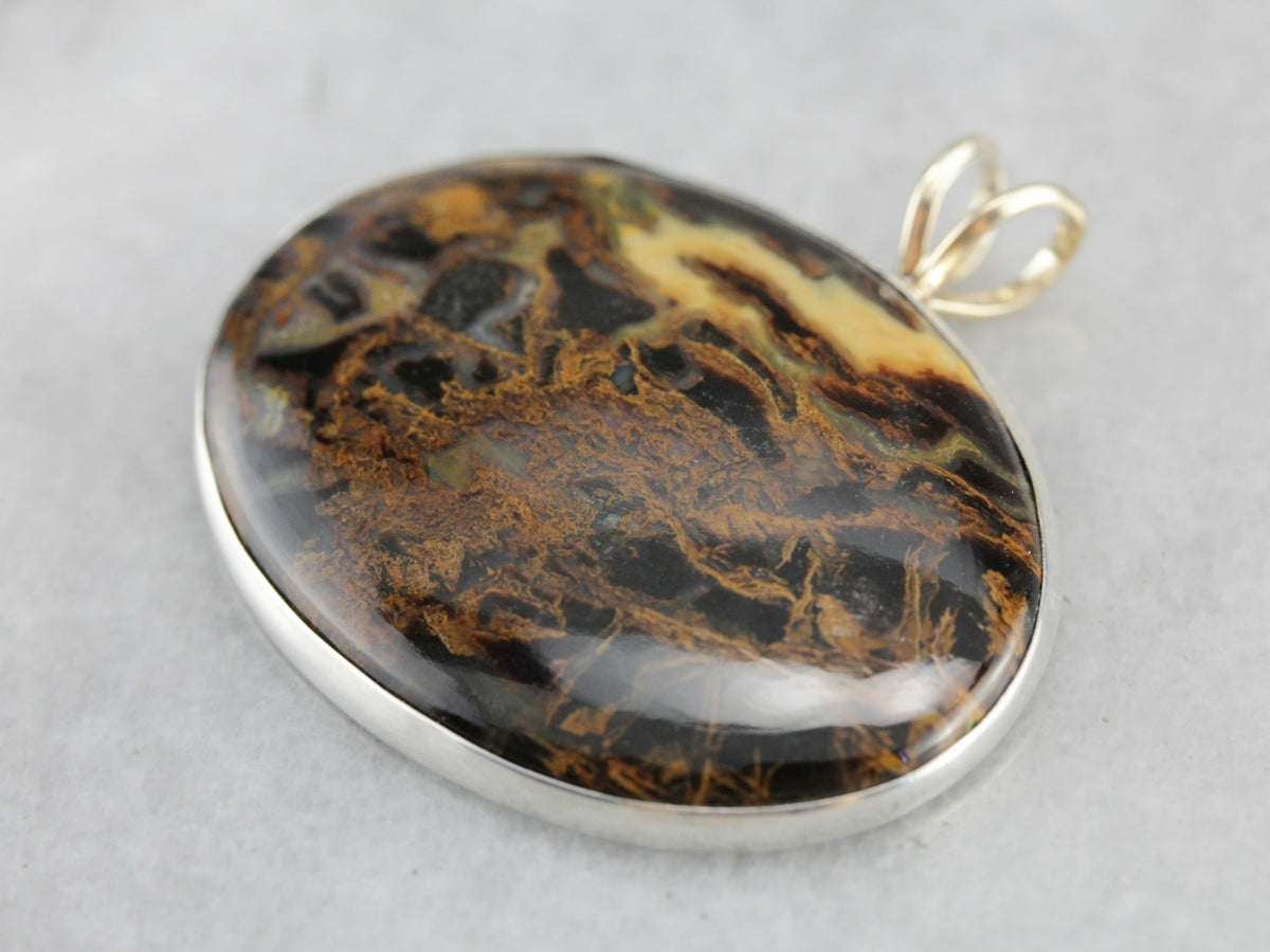 Mix Metal Jasper Cabochon Pendant