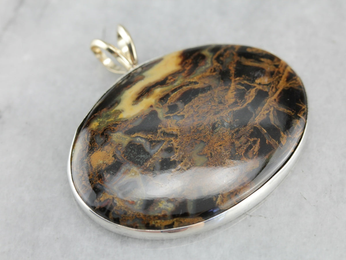 Mix Metal Jasper Cabochon Pendant