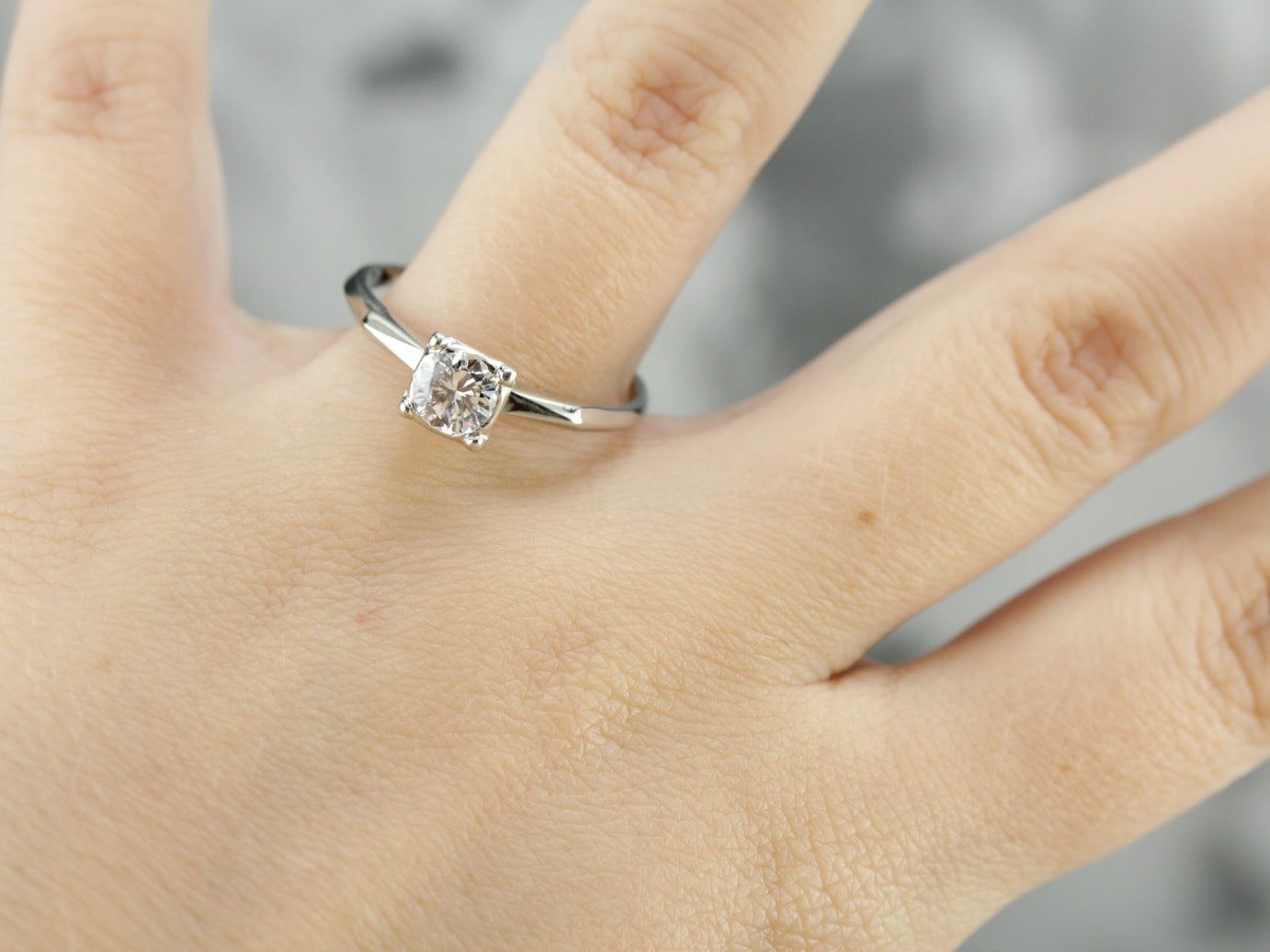 Vintage Diamond Solitaire Engagement Ring