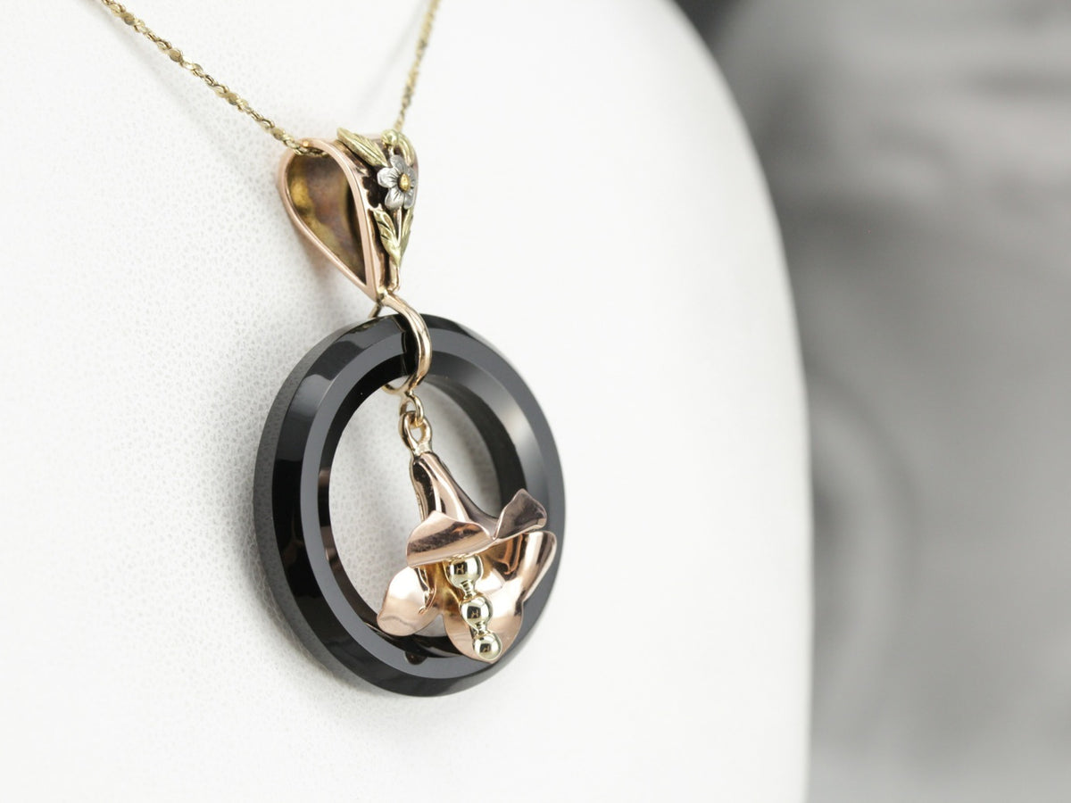 Black Onyx Flower Pendant