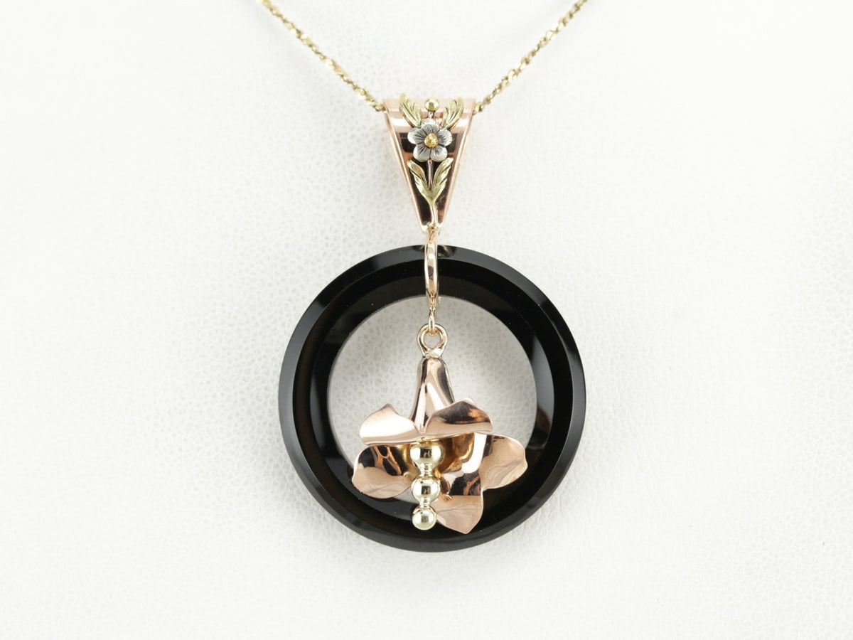 Black Onyx Flower Pendant