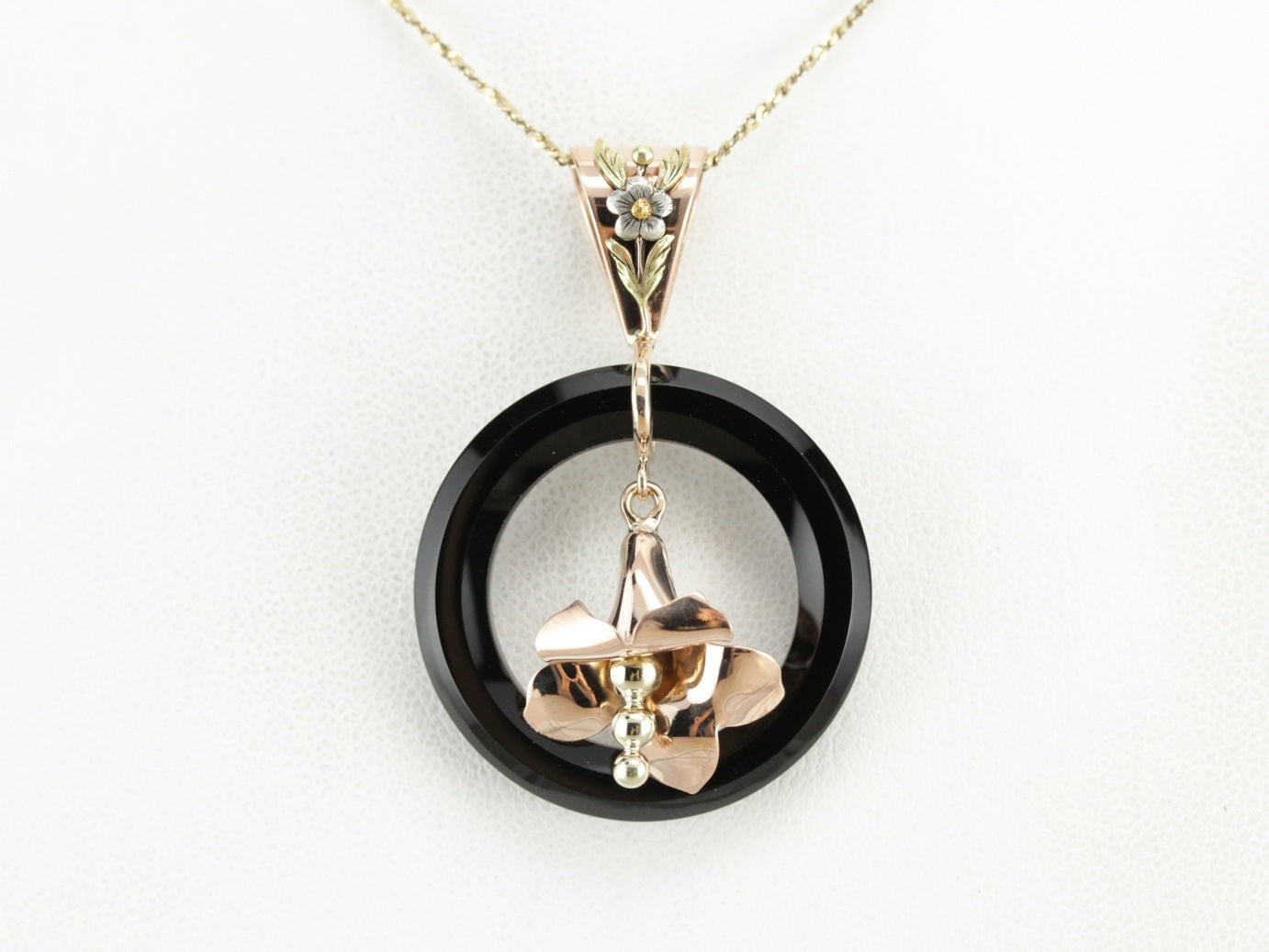 Black Onyx Flower Pendant