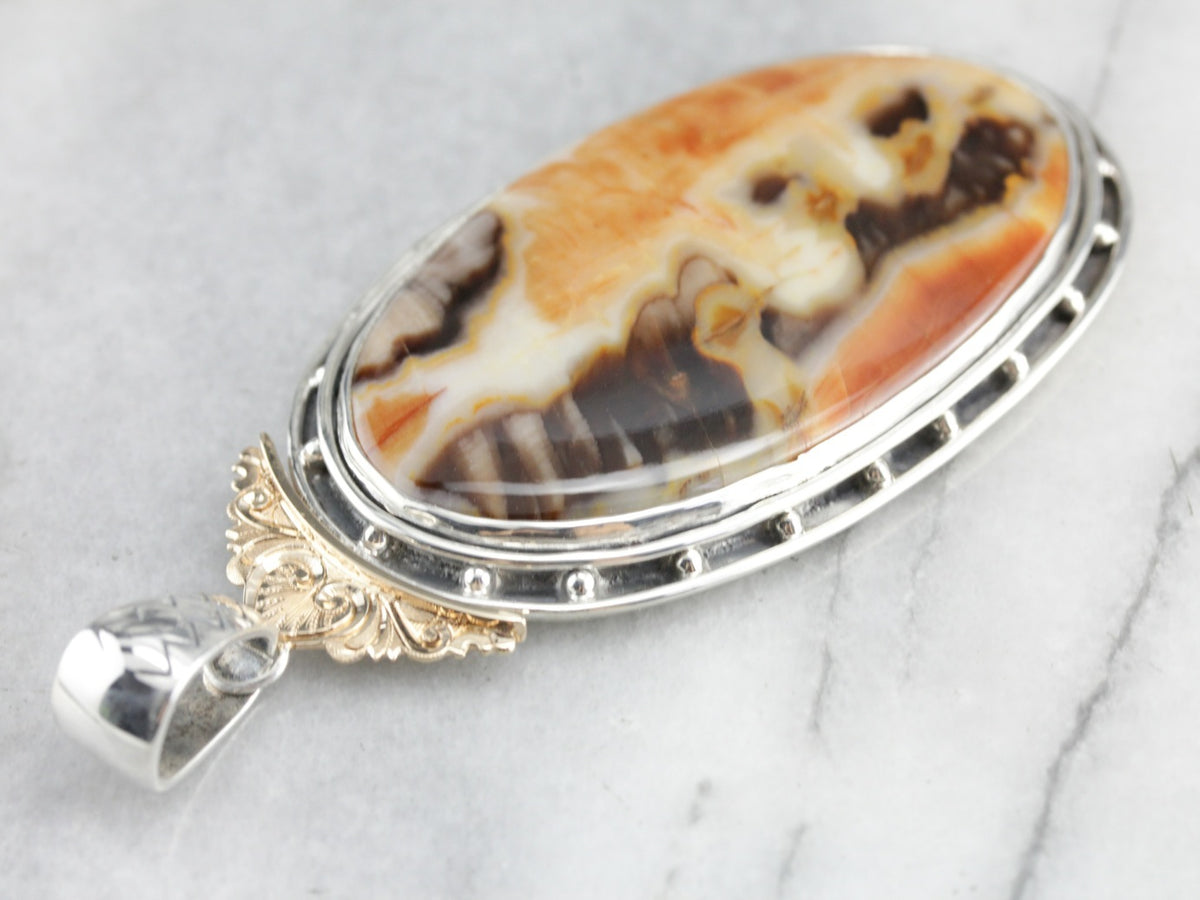 Mix Metal Jasper Statement Pendant