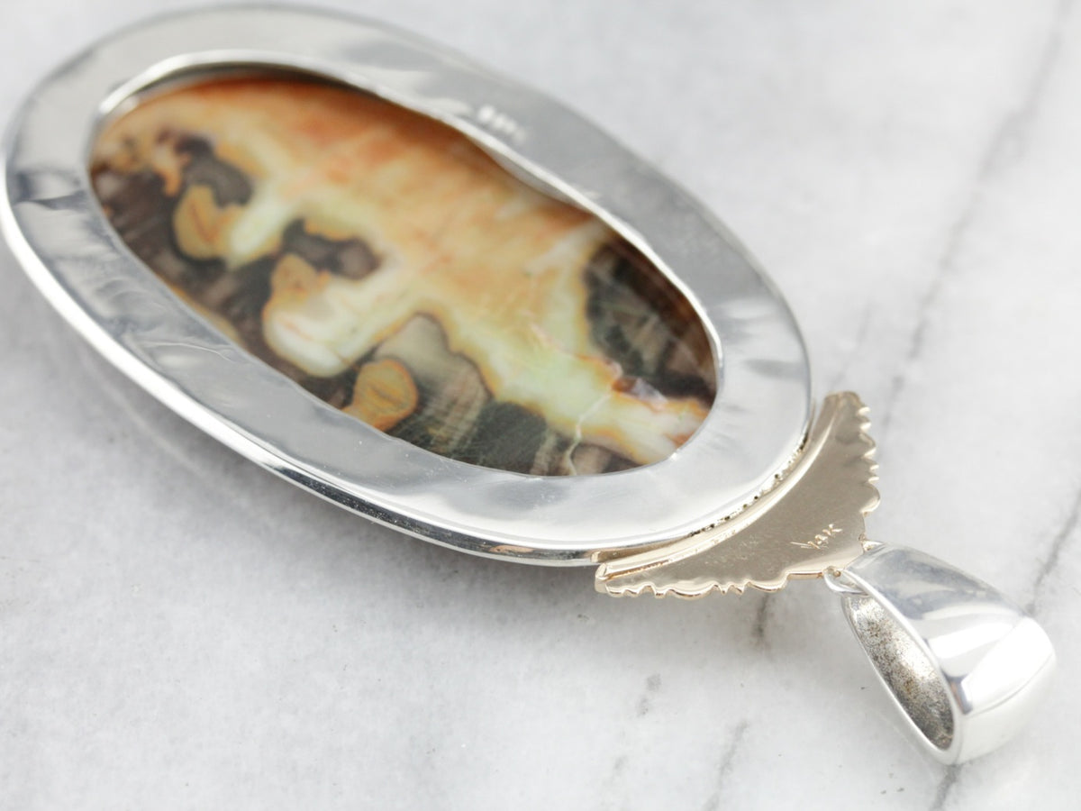 Mix Metal Jasper Statement Pendant