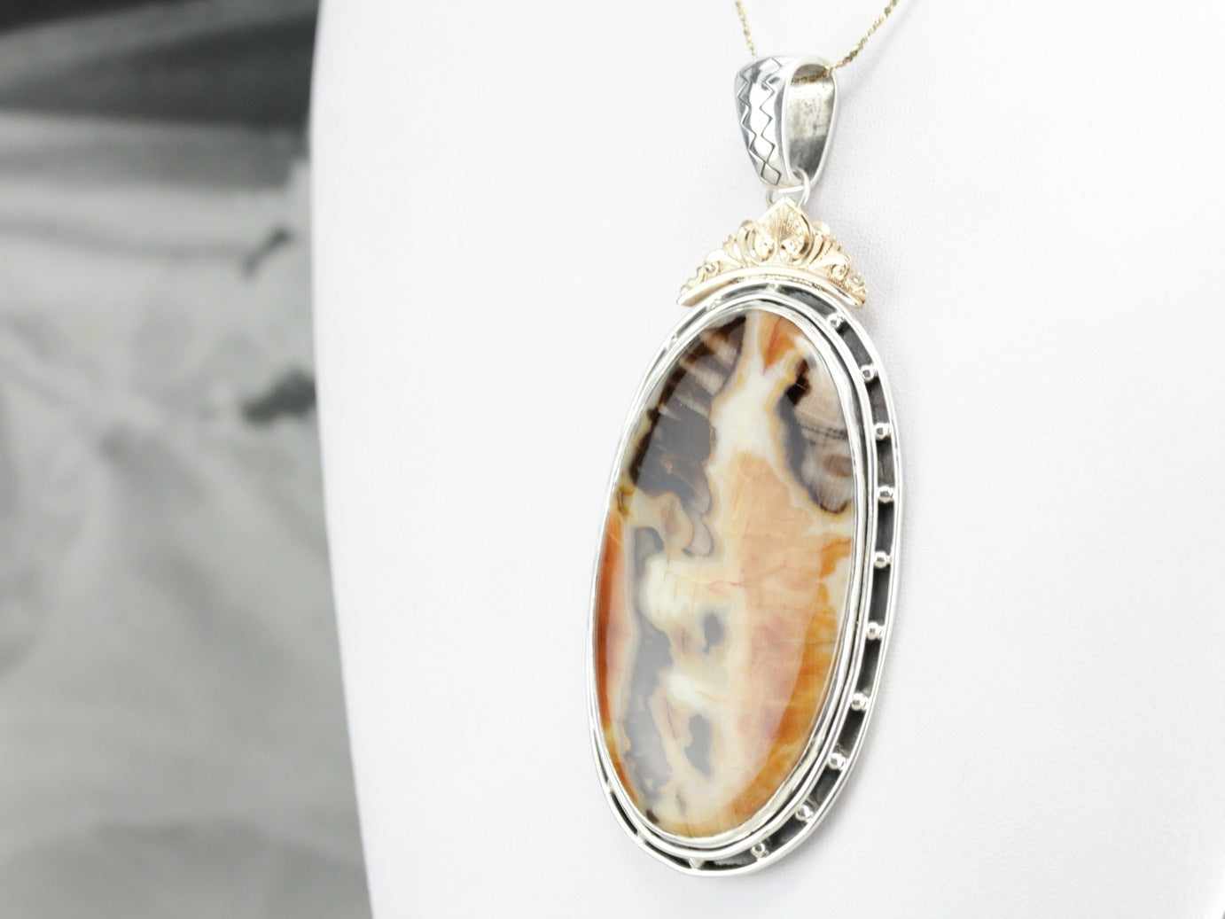 Mix Metal Jasper Statement Pendant