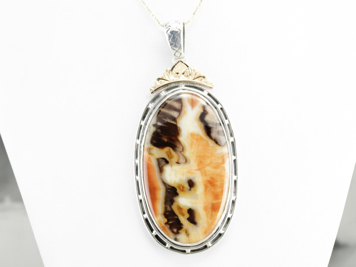 Mix Metal Jasper Statement Pendant