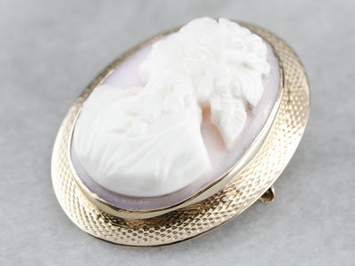 Vintage Pink Shell Cameo Pendant or Brooch