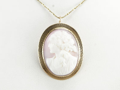Vintage Pink Shell Cameo Pendant or Brooch