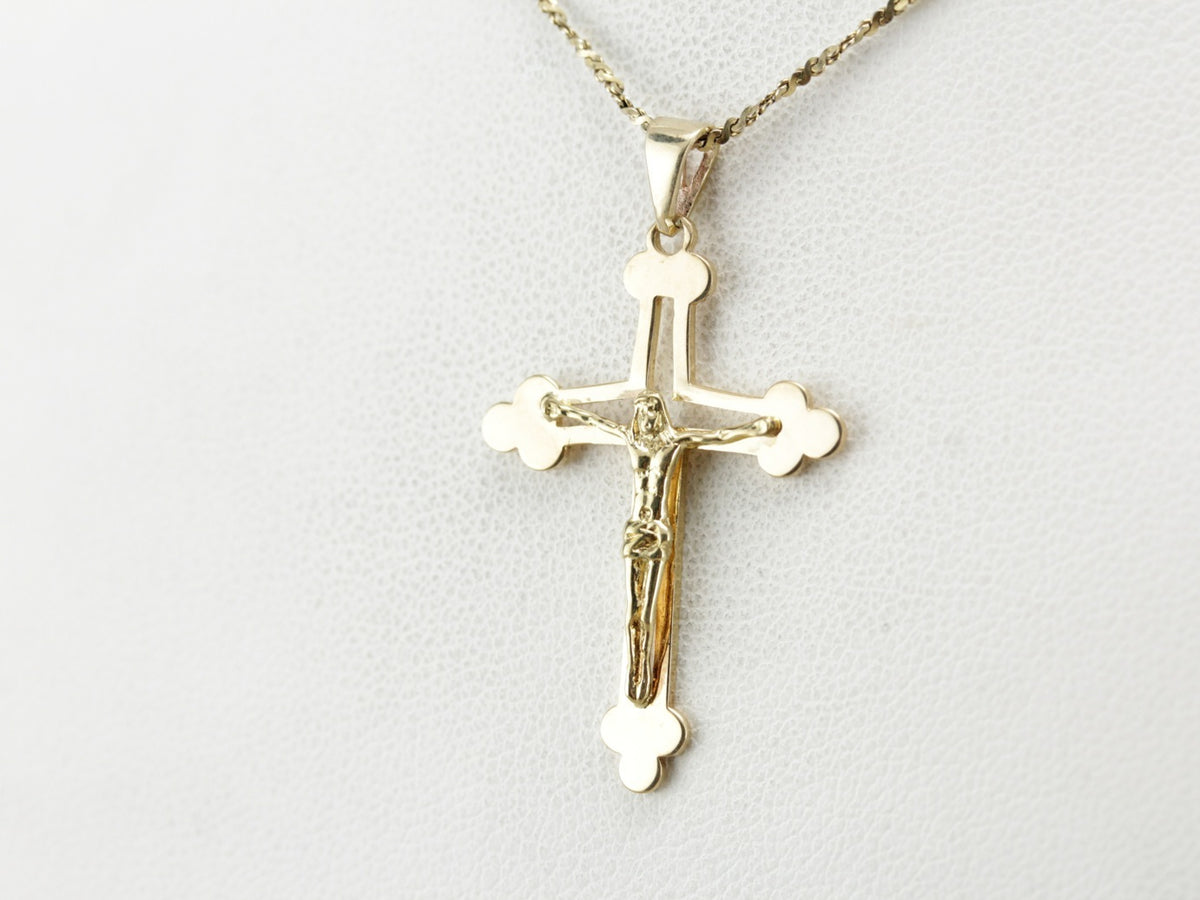 Yellow Gold Unisex Crucifix Pendant
