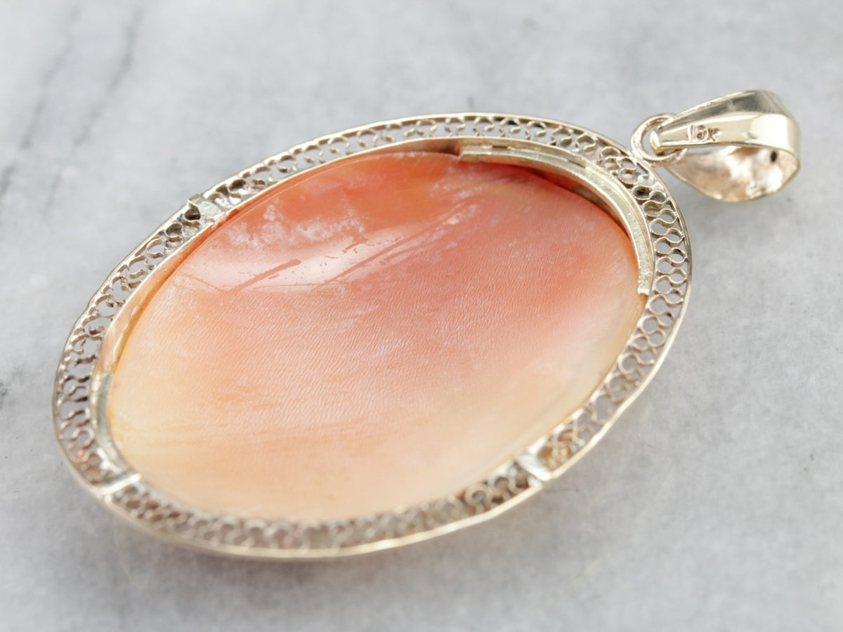 Vintage Cameo Filigree Pendant