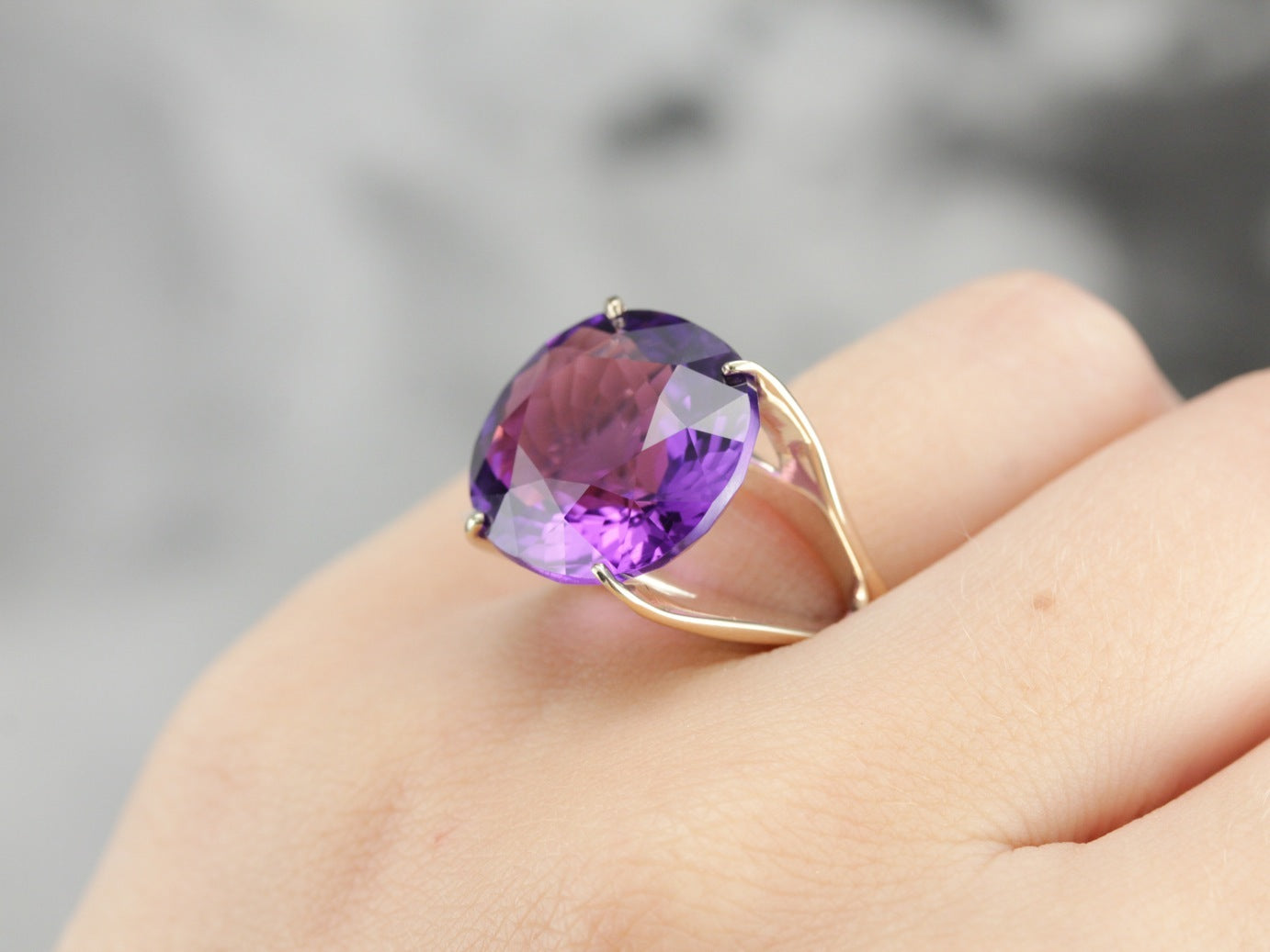 Mid Century Amethyst Cocktail Ring