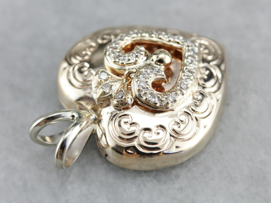 Colgante de corazón de diamantes reciclado