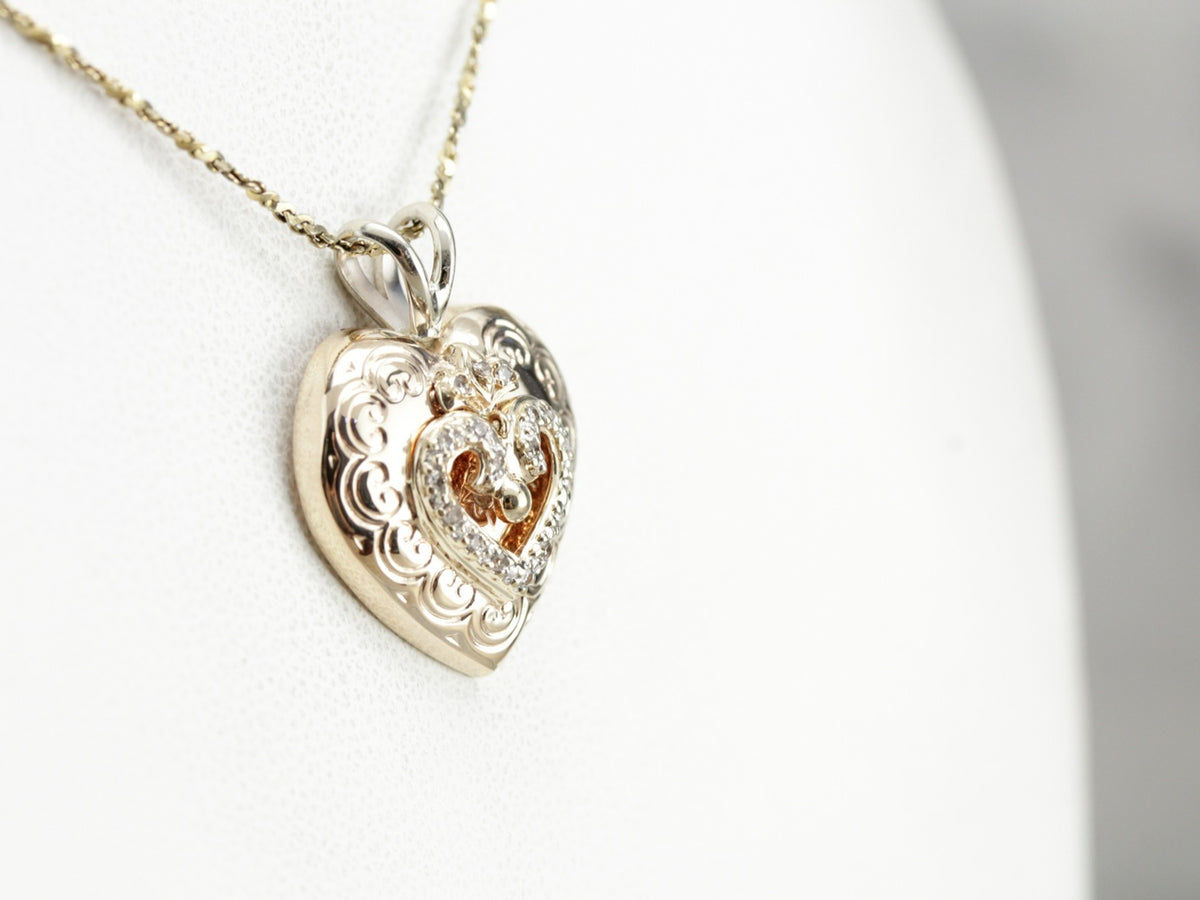 Colgante de corazón de diamantes reciclado