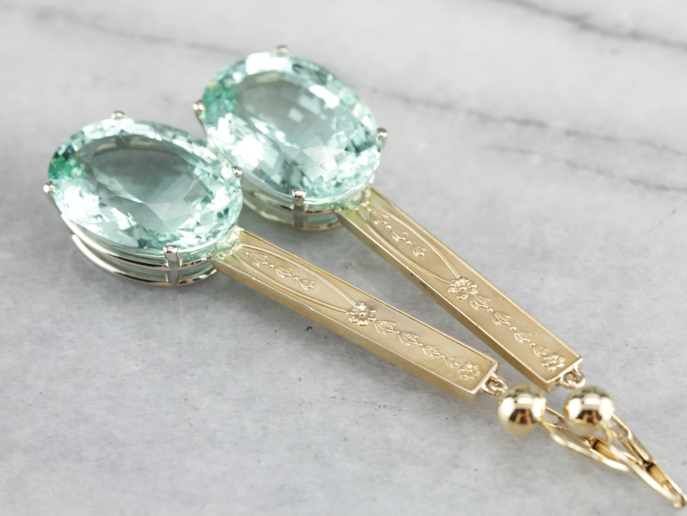 Green Aquamarine Drop Earrings