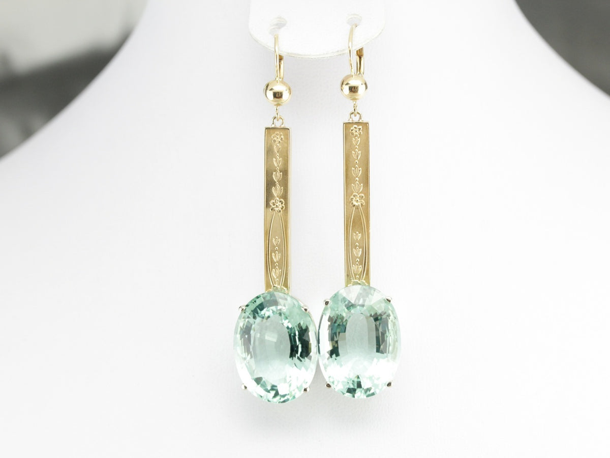 Green Aquamarine Drop Earrings