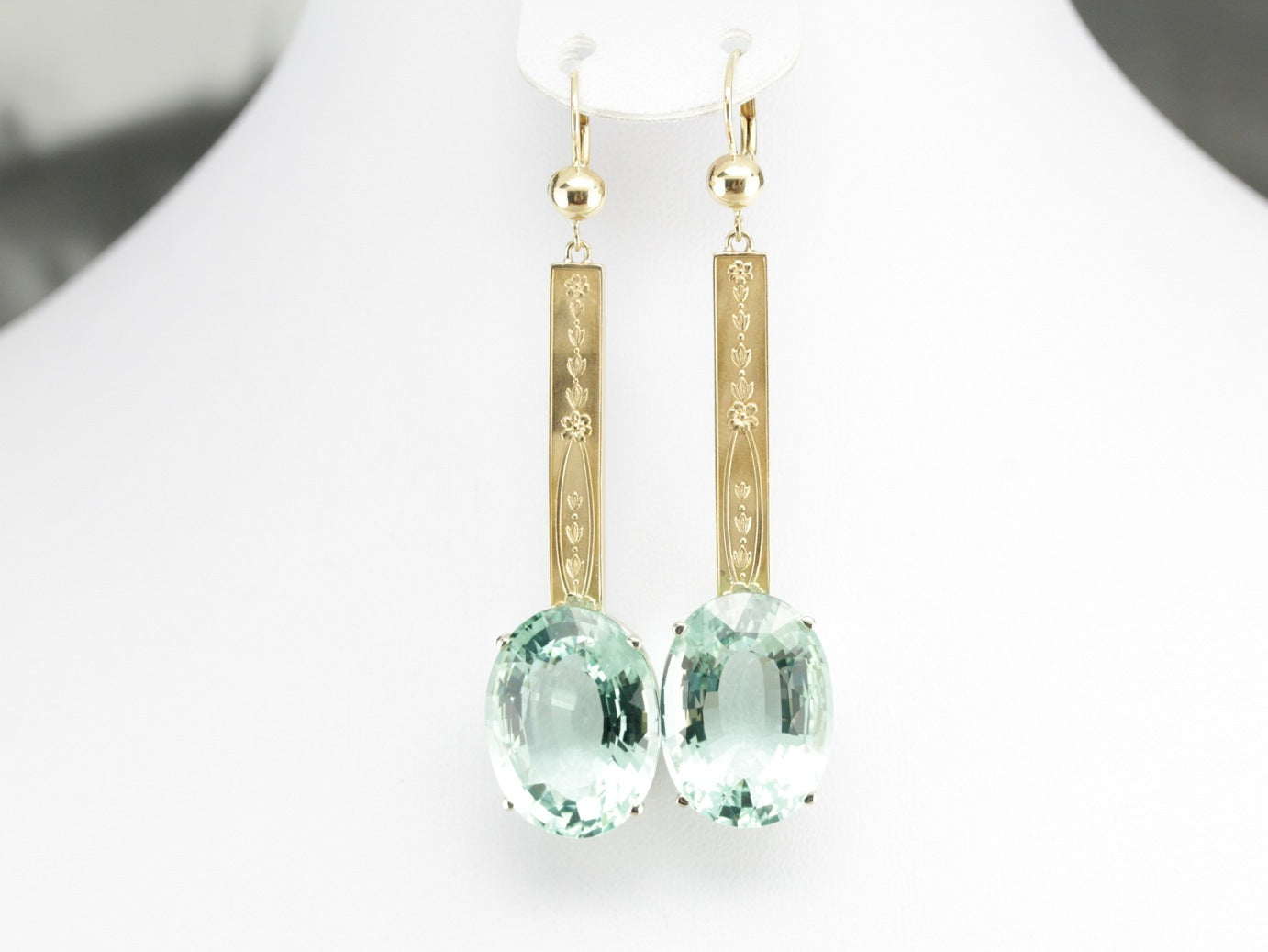 Green Aquamarine Drop Earrings