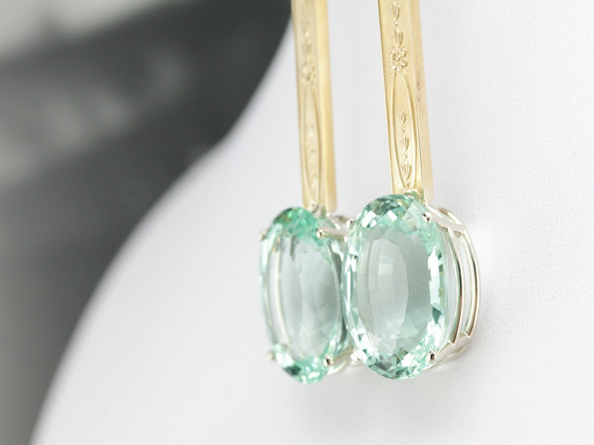 Green Aquamarine Drop Earrings
