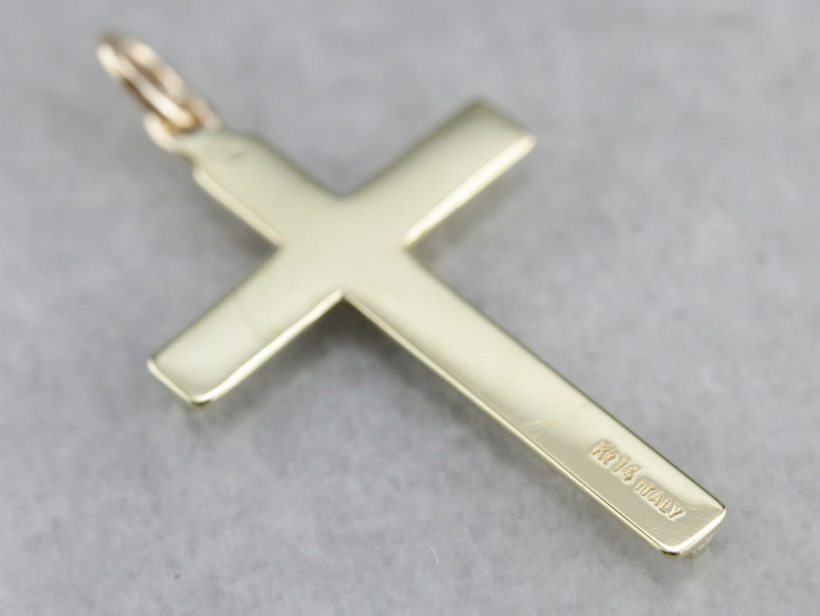 Engraved Vintage Yellow Gold Cross Pendant