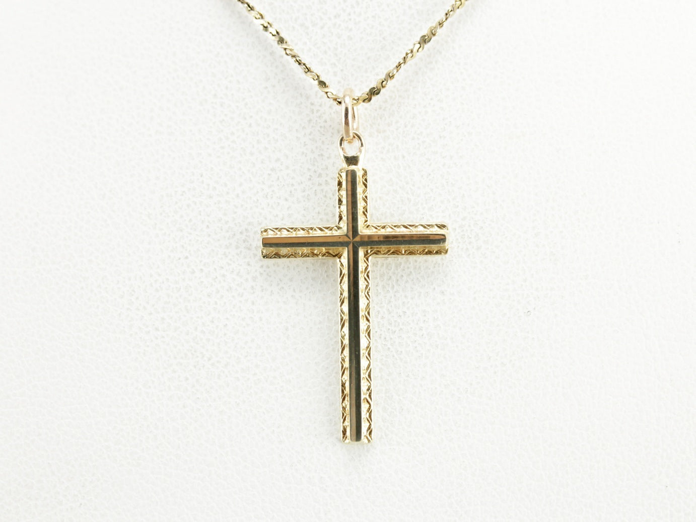 Engraved Vintage Yellow Gold Cross Pendant