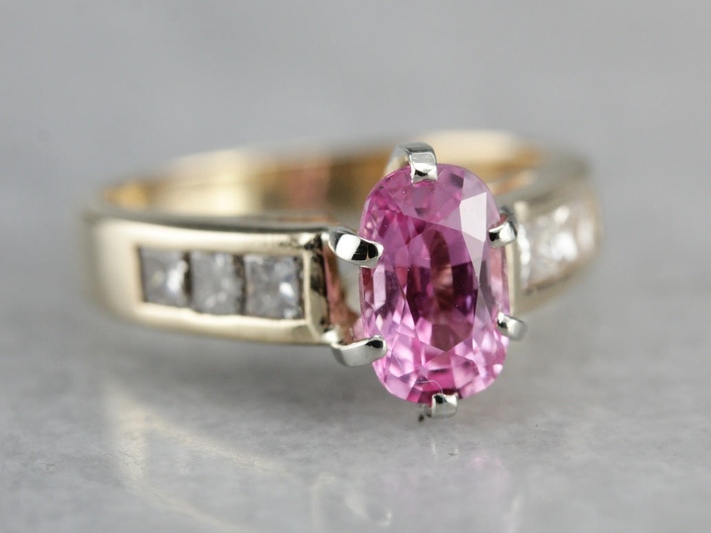 Modern Pink Sapphire Anniversary or Engagement Ring