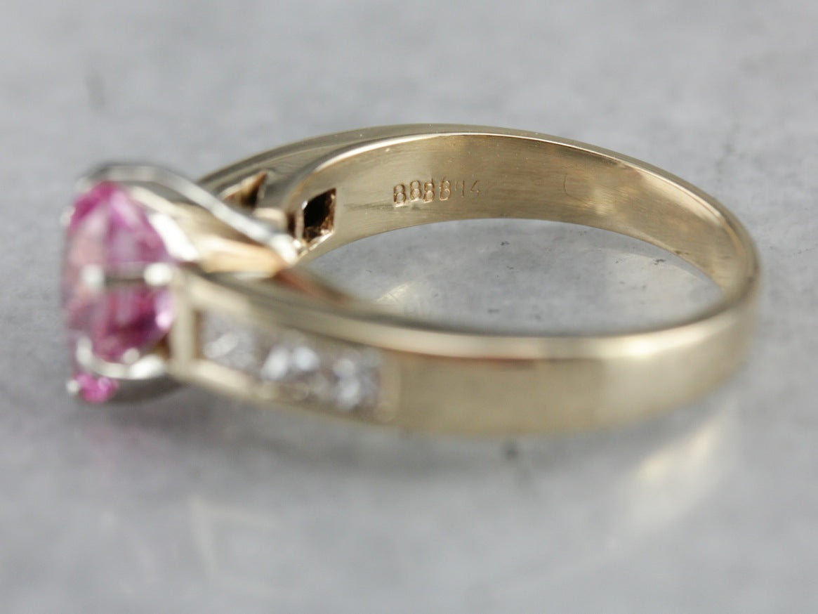 Modern Pink Sapphire Anniversary or Engagement Ring