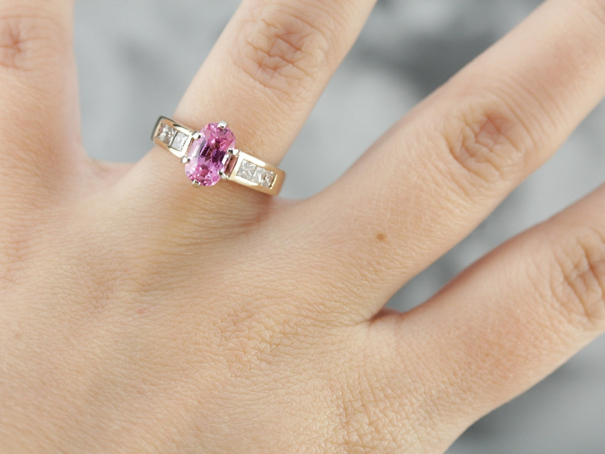 Modern Pink Sapphire Anniversary or Engagement Ring