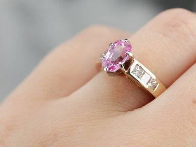 Modern Pink Sapphire Anniversary or Engagement Ring