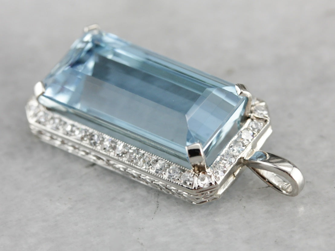 Platinum Aquamarine Cocktail Pendant