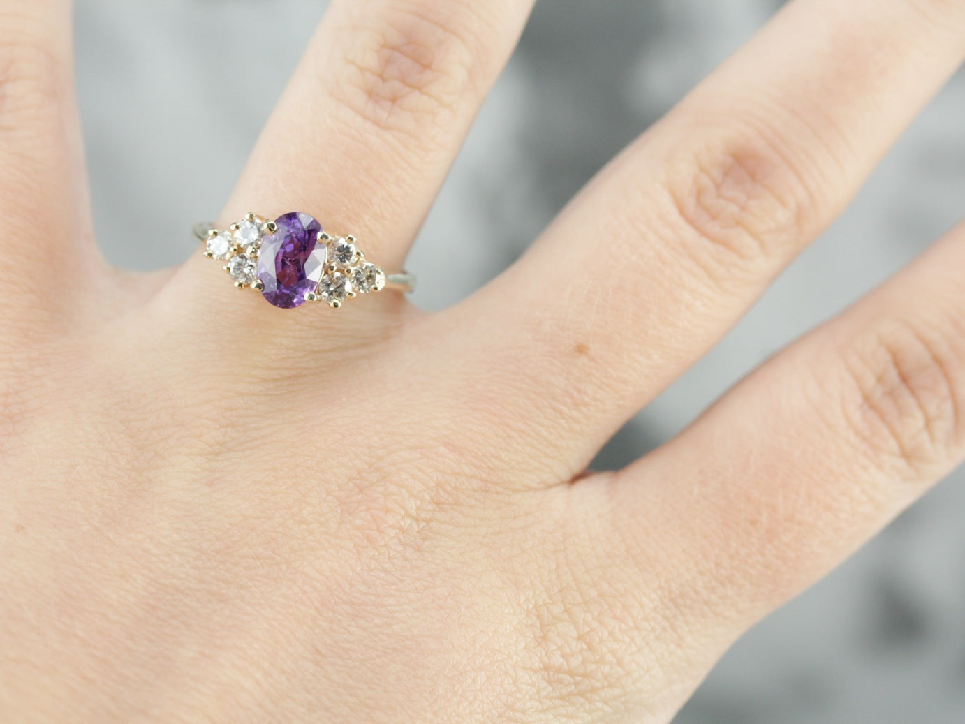 Purple Sapphire and Diamond Engagement Ring