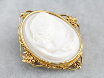 Antique Pink Cameo Brooch or Pendant