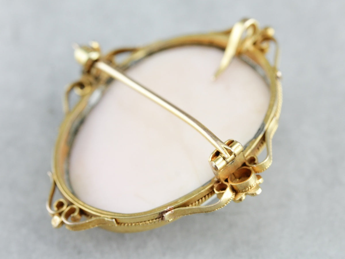 Antique Pink Cameo Brooch or Pendant