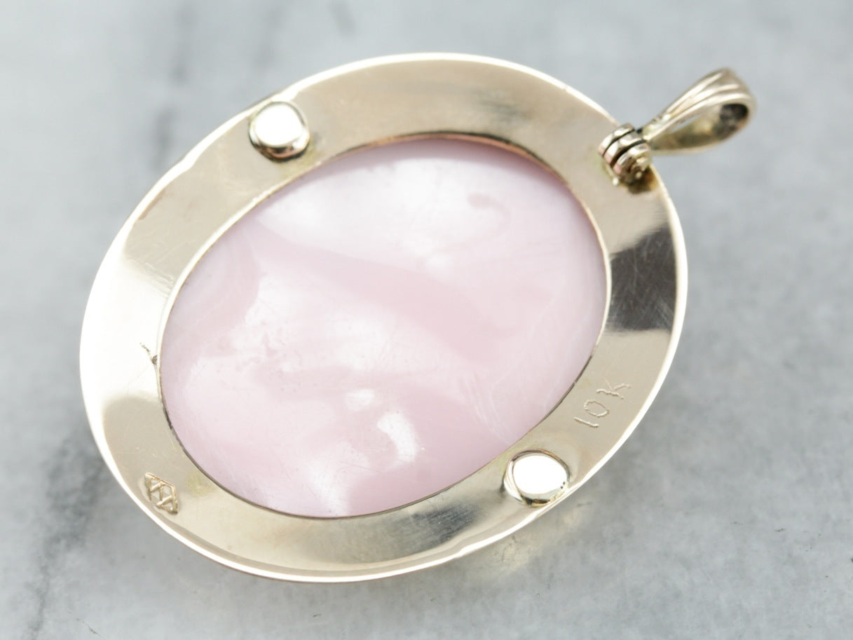 Art Nouveau Pink Cameo Pendant