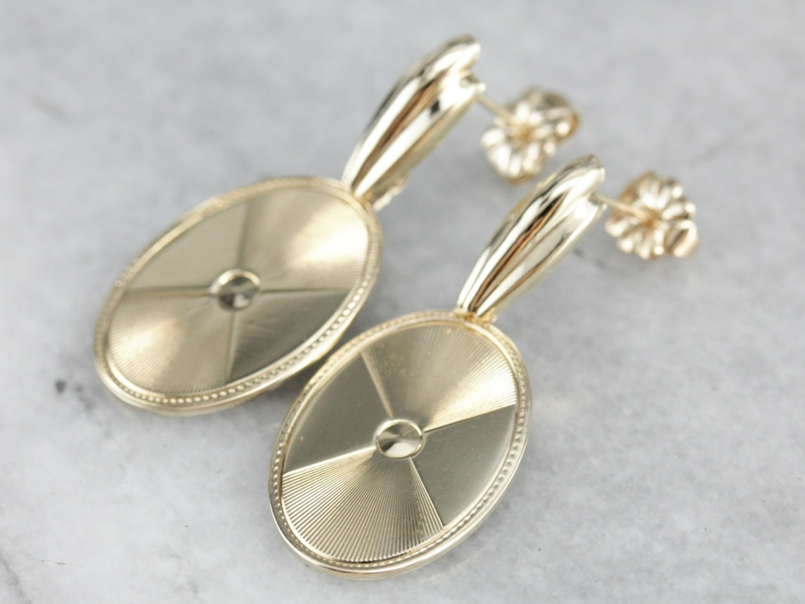 Yellow Gold Cufflink Drop Earrings