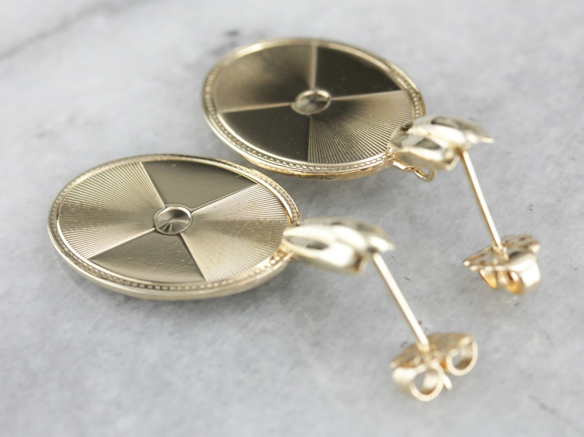 Yellow Gold Cufflink Drop Earrings
