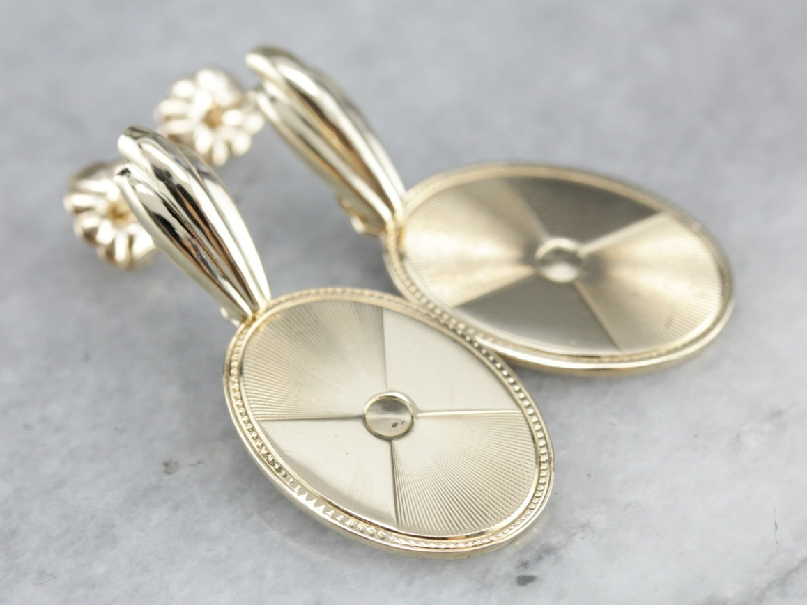 Yellow Gold Cufflink Drop Earrings