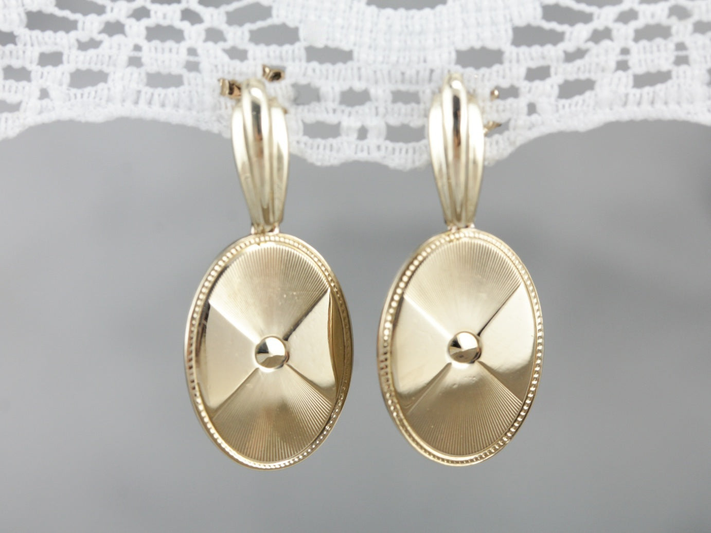 Yellow Gold Cufflink Drop Earrings