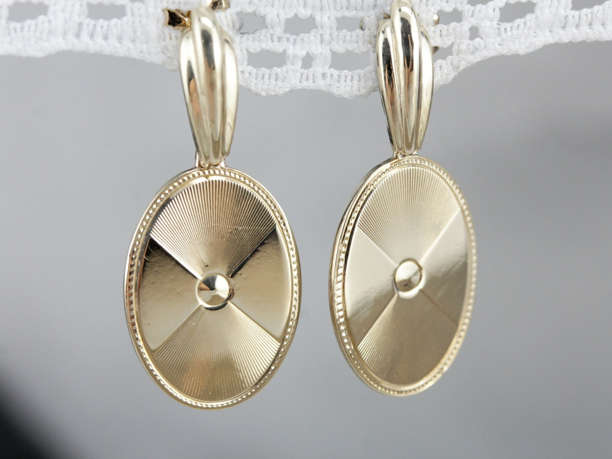 Yellow Gold Cufflink Drop Earrings
