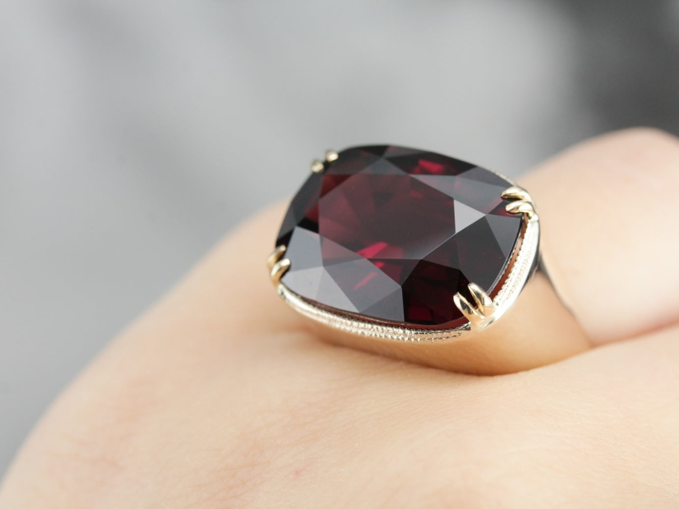 East-West Rhodolite Garnet Statement Ring