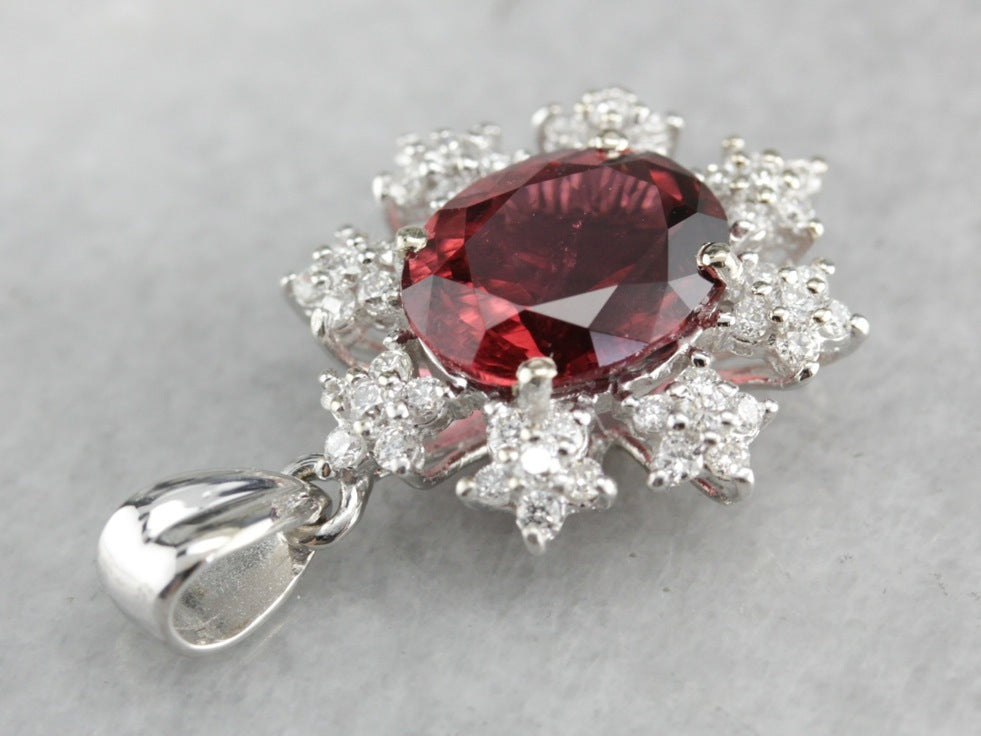 Pink Tourmaline and Diamond Pendant