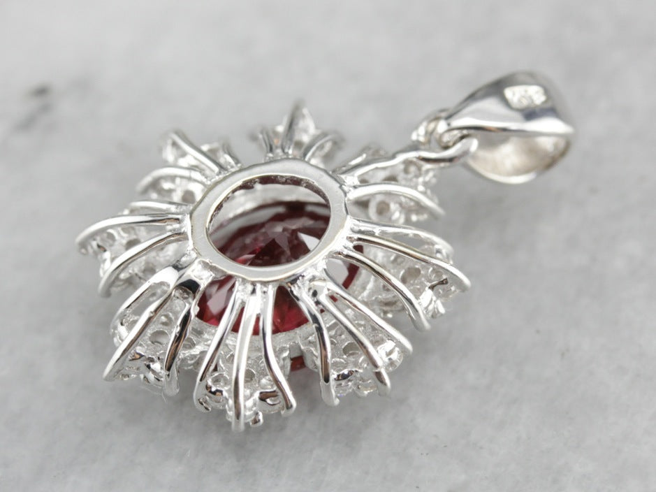 Pink Tourmaline and Diamond Pendant