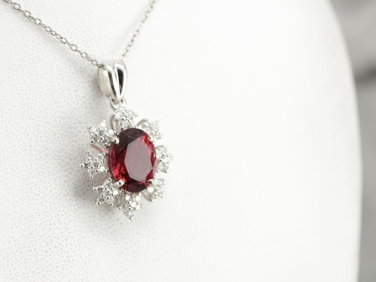 Pink Tourmaline and Diamond Pendant