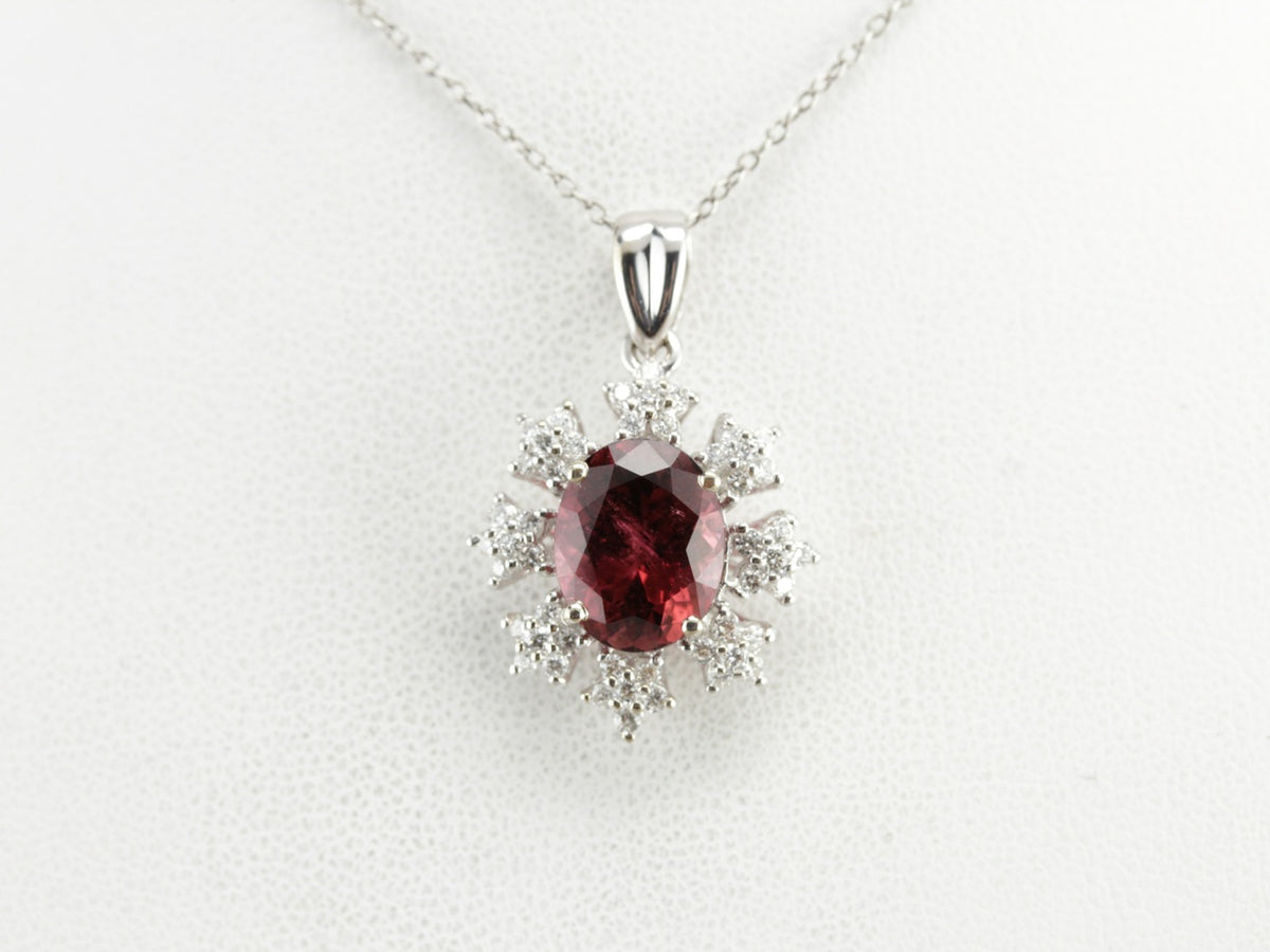 Pink Tourmaline and Diamond Pendant