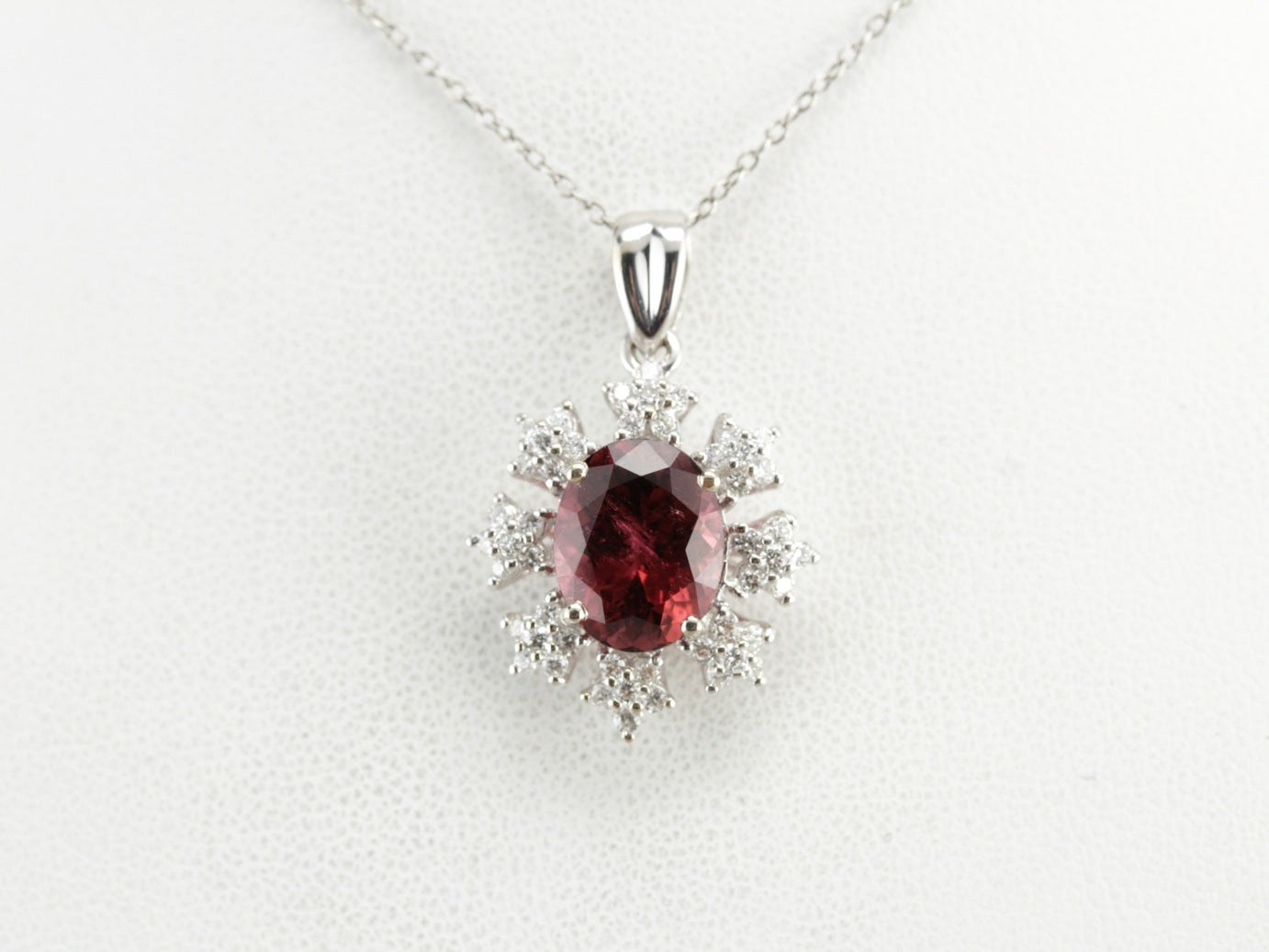 Pink Tourmaline and Diamond Pendant