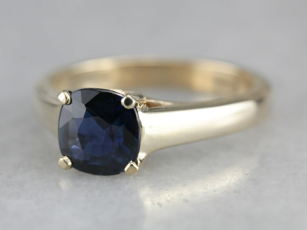 Modern Sapphire Solitaire Engagement Ring