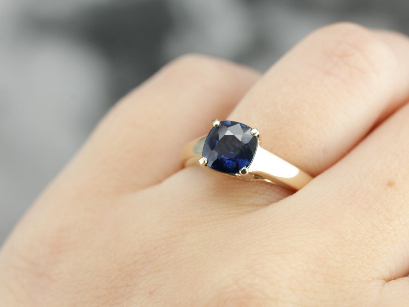 Modern Sapphire Solitaire Engagement Ring